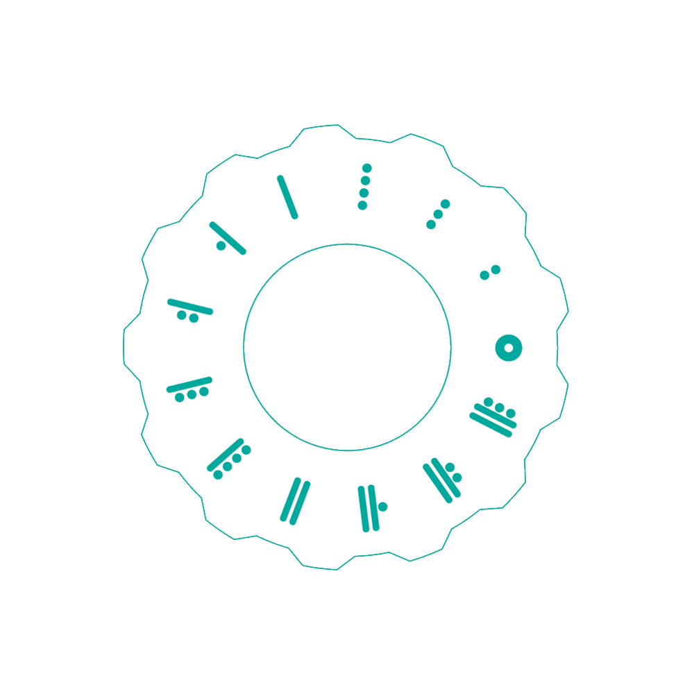 Imagen de un engrane que representa al ciclo de los 13 números del Tonalpohualli o calendario sagrado de 260 días